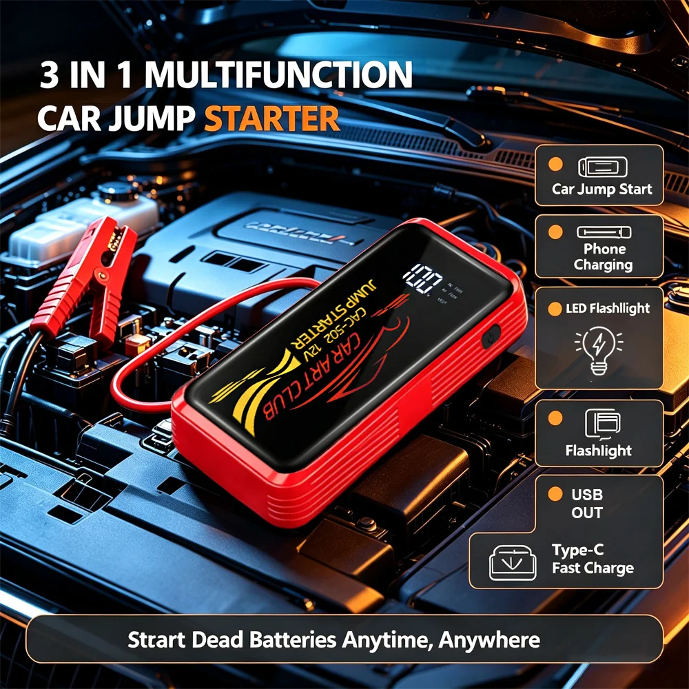 Power Car Jump Starter Battery for Car Starter Portable Emergency Booster 12V Auto Starting Device Petrol Diesel