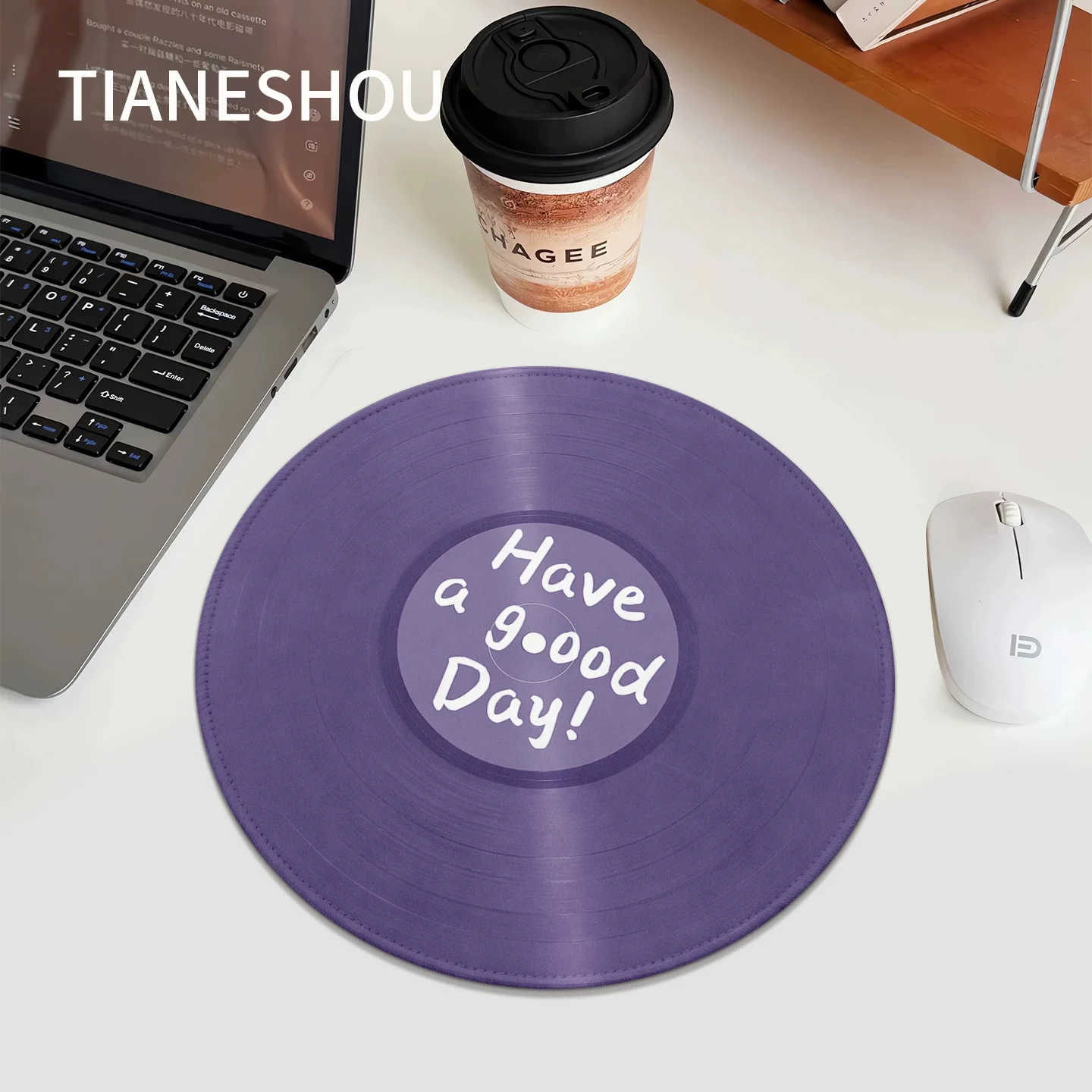 Music Record Round Mouse Pad 2MM Desk MousePad Creative Rubber Table Mat For Gaming Home Office School Use Circular Keyboard Mat
