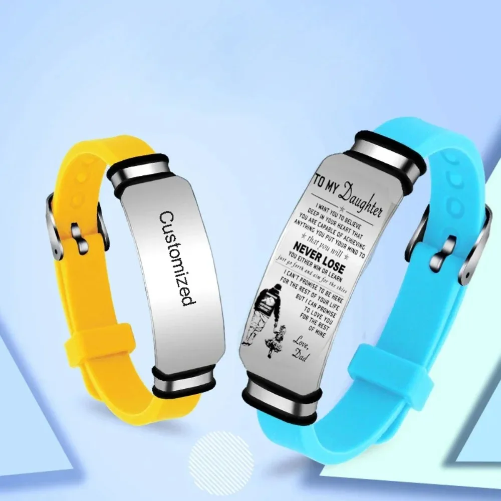

Personalized DIY Silicone Bracelets from DAD To Daughter Son Courage Wristband for Men Woman Child Customized Jewelry