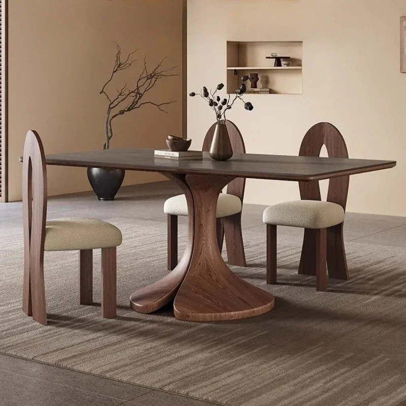 الشمال الحديثة البساطة نمط فاخر خشب متين لائحة طاولة طعام غرفة الطعام كرسي مكتب طاولة طعام الأثاث مستطيلة #2