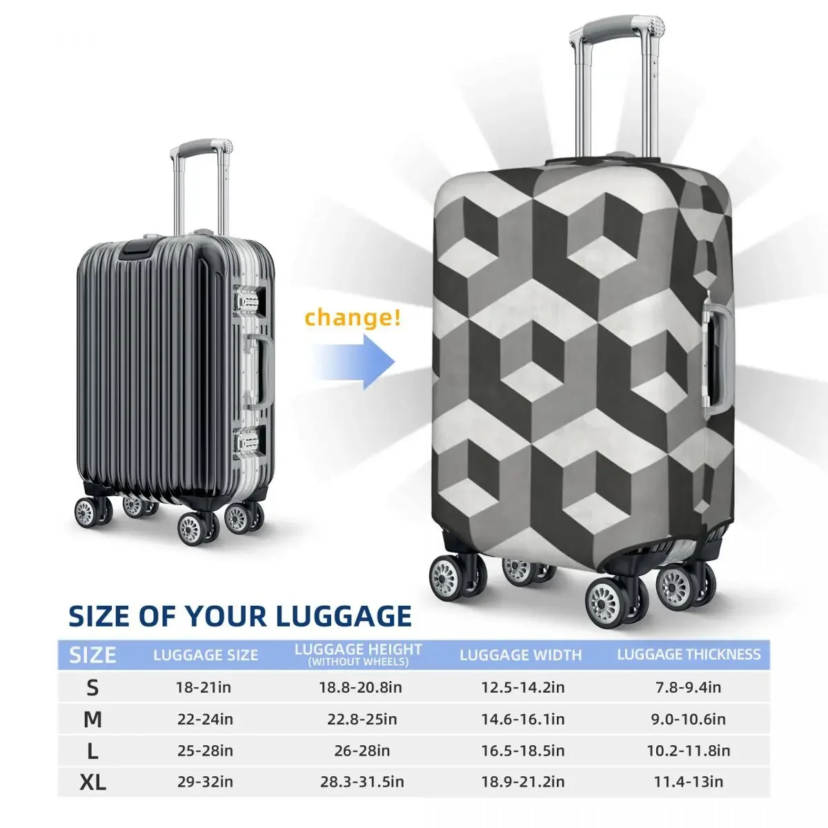 Geometric  Pattern Print Luggage Protective Dust Covers Elastic Waterproof 18-32inch Suitcase Cover Travel Accessories