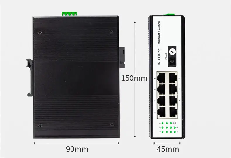 8 Port 100Mbps PoE DIN-Rail Industrial Network Switch  96W PoE IP40 1 Fiber SC Port Fiber POE Switches ethernet switch