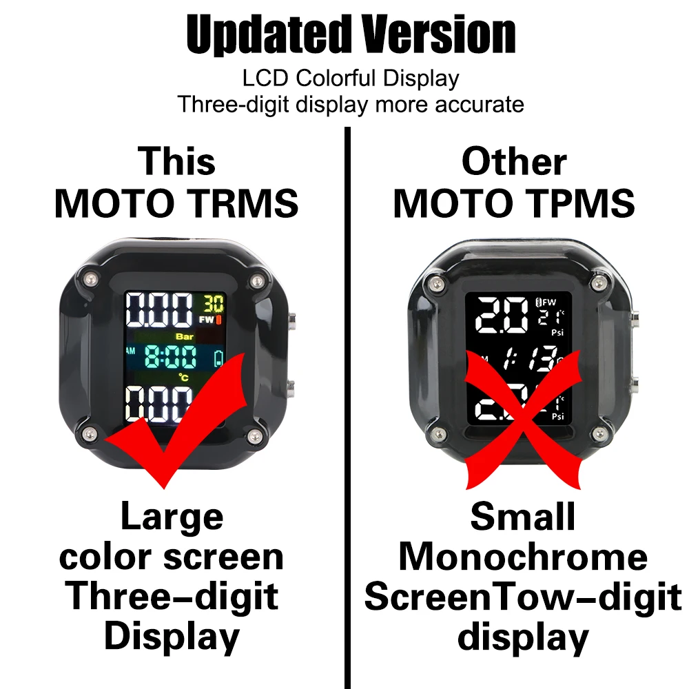 Precyzyjny kolorowy wyświetlacz LCD motocykl TPMS bezprzewodowy System alarmowy monitorowanie ciśnienia opon