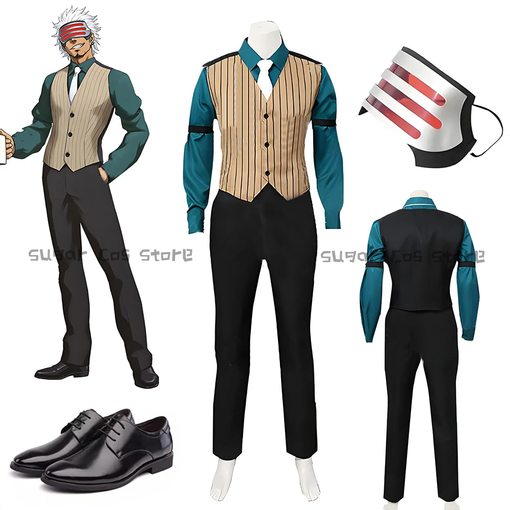 

Аниме Ace Attorney сезон 2, костюм для косплея Godot, маска, очки, костюм, униформа для женщин и мужчин, реквизит для вечеринки на Хэллоуин, аксессуар