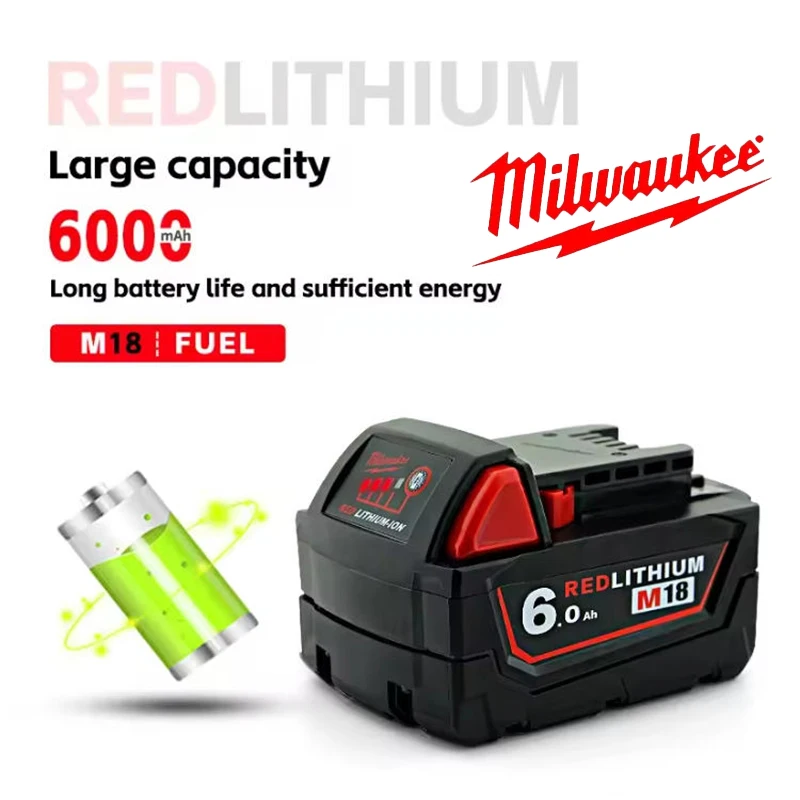 

18V 6.0Ah Milwaukee M18 Battery , Compatible with All M18 Series Cordless Tools 2602-22DC 2603-22 2604-22 2607-22
