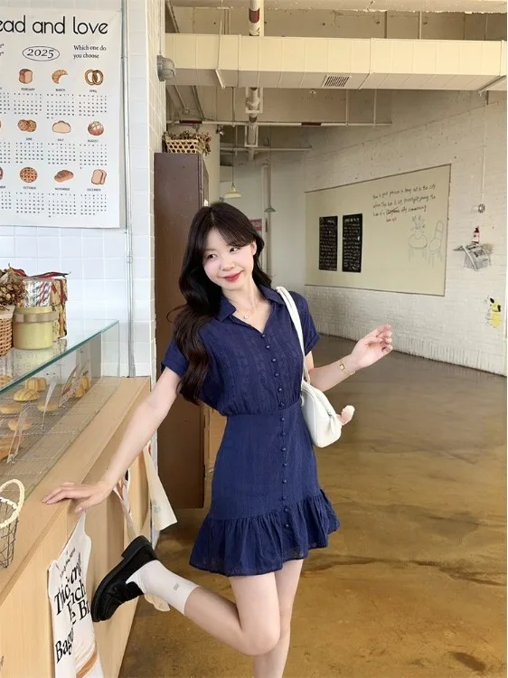 

plus Size Women's Fashionable V-Neck Short Sleeve Dress Summer New Waist-Cinching Slimming Design Sensation Embroidered A-Lin...