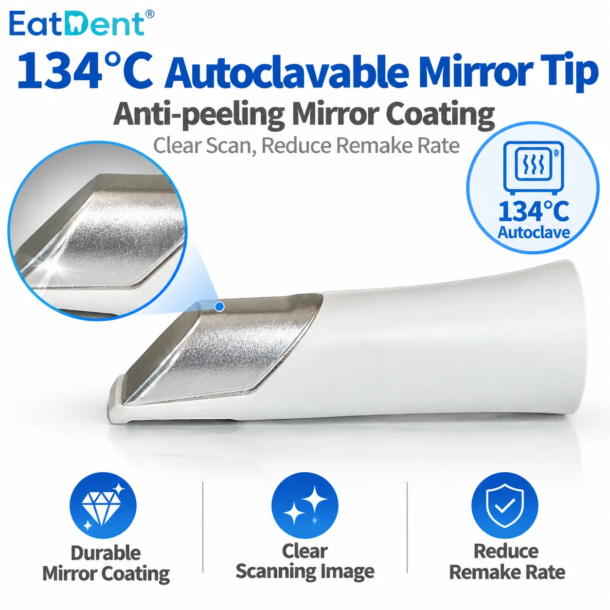Dental Intraoral Scanner Tips with Mirror Compatible 3Shape TRIOS 3 Wireless/Wired/Core Intraoral Head Reusable and Autoclavable