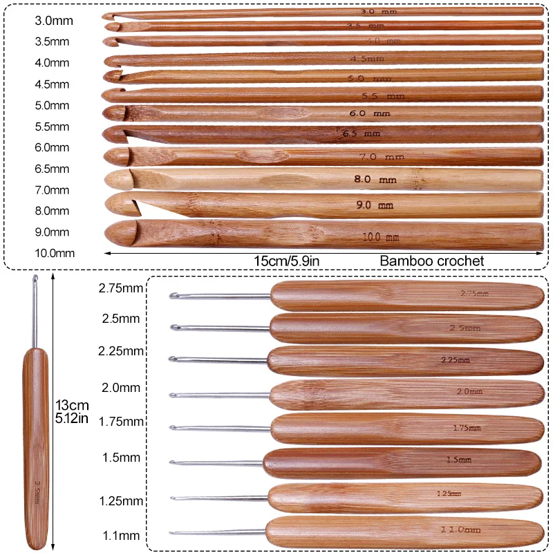 KRABALL Bamboo Handle Crochet Hooks Kit Knitting Needles Set DIY Craft Crochet Tools For Yarn Weave Knit Tool Accessories