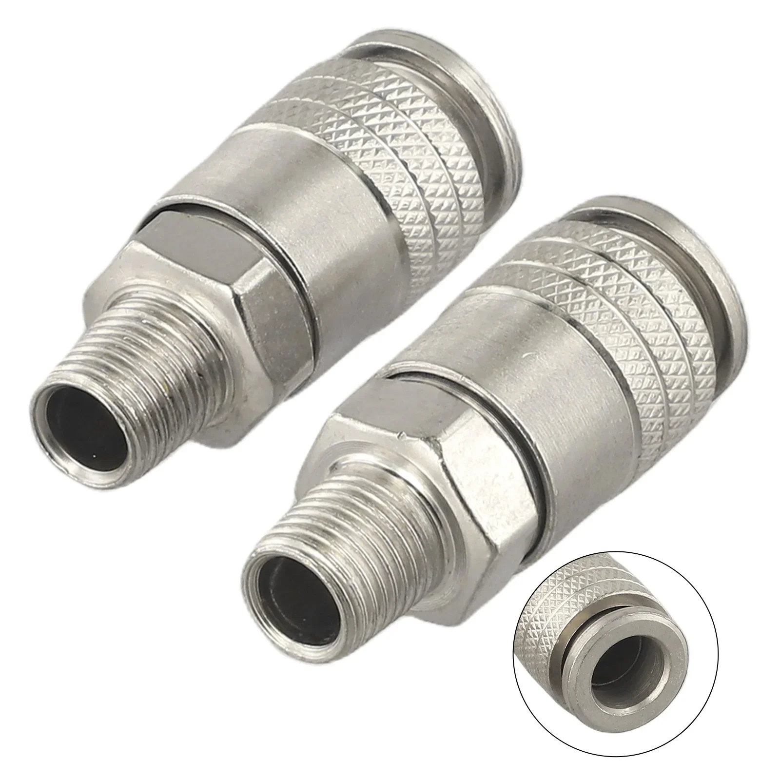 2PCS G1/4 Male Thread Pneumatic Fitting Silvery Metal EU Standard Quick Connector For Air Compressor Replacement Accessories