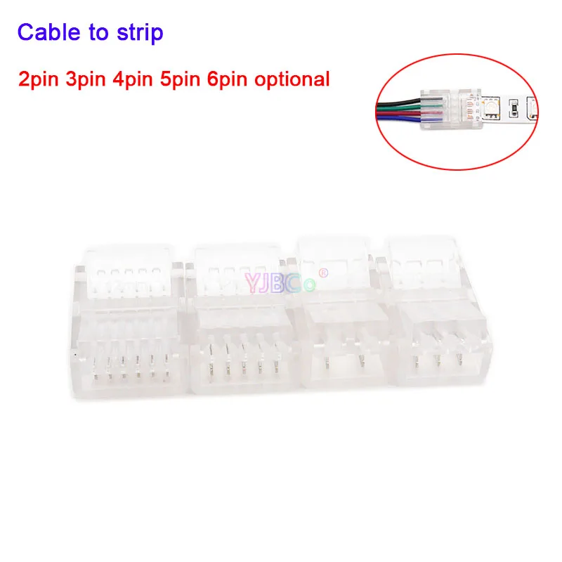 10pcs Transparent Solderless Cover Connector 2pin 3pin 4pin 5pin 6pin single color CCT RGB RGBW RGBCCT SMD LED Strip Connectors