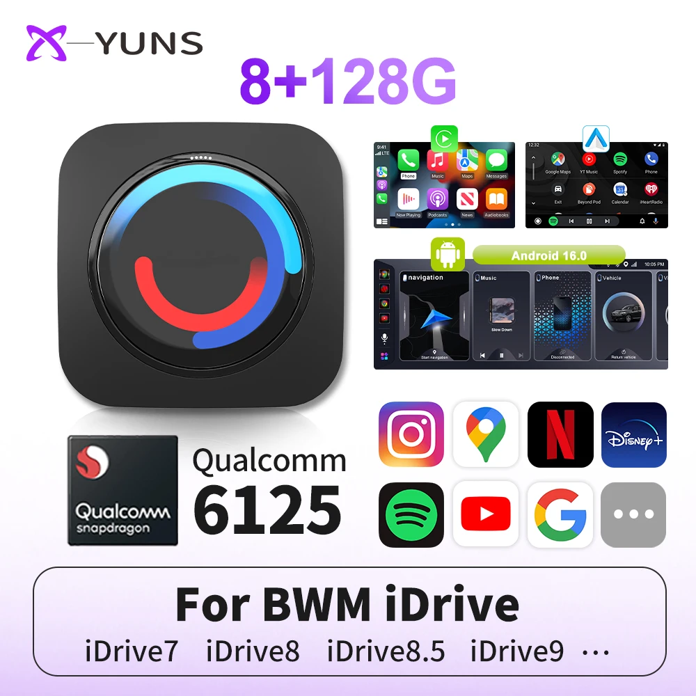 X-YUNS Carplay Adapter Kabellos 2026 AI Box Wireless CarPlay für BMW ID7 ID8 ID9 Android 16 Smart Carplay Adapter Android Auto