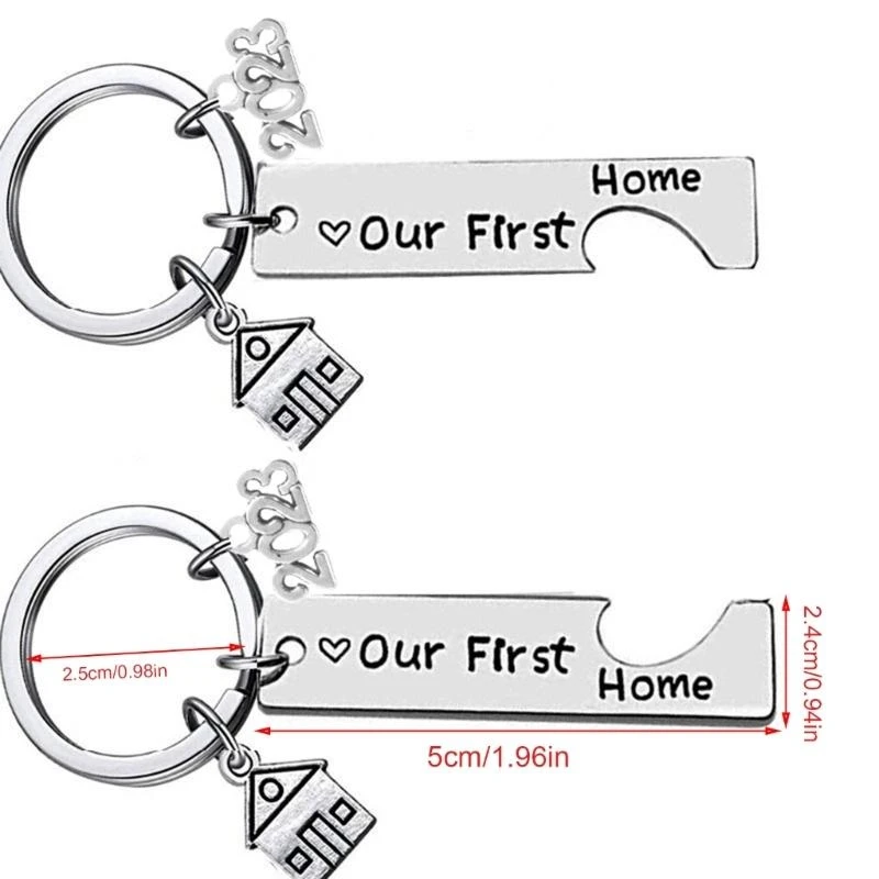 

652F 2 Pieces Stainless Steel Keychain New Home Keychain Our First Home Keyring with 2023 House Charm Housewarming Keychain