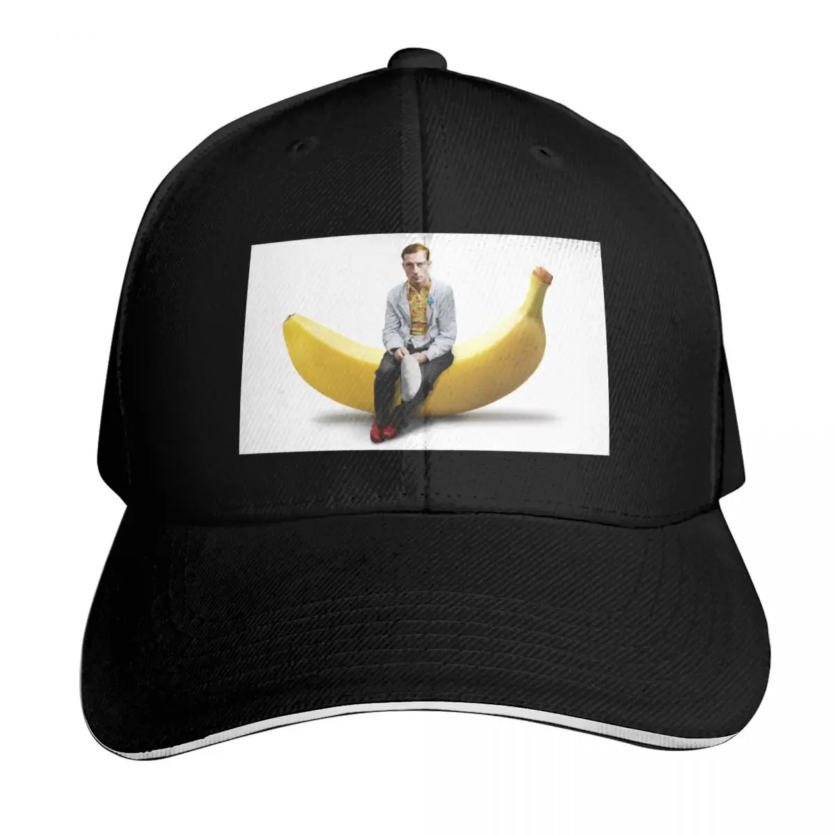 Buster Keaton on a Banana Baseball Cap Strapback Dad Hat Six Panel Structured Crown Sun Protection UPF 50+