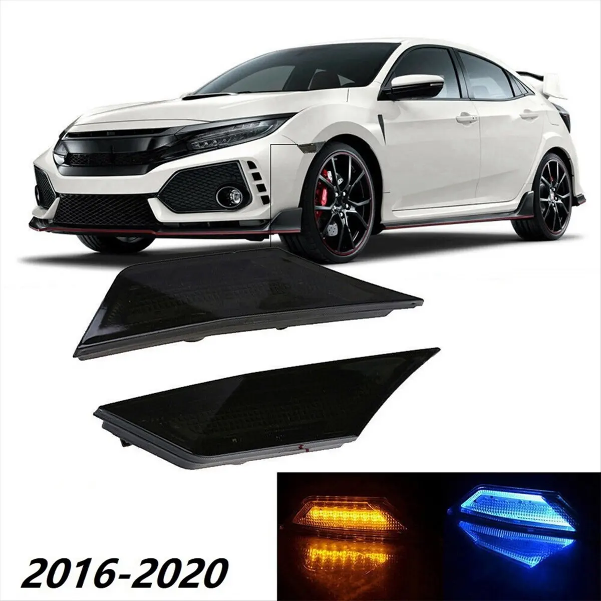 جديد أصفر + أزرق بدوره أضواء الإشارة درابزين أضواء جانبية سيارة لهوندا 10Th الجيل سيفيك 2016-2020 #2