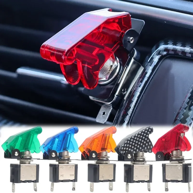 

12V 20A LED Car Protective Cover Toggle Switch Modification Rocker Arm Toggle Prevent Accidental Collision ASW-07D Button Switch