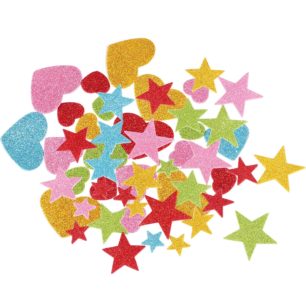 

100Pcs Shiny Hearted Shaped Sticker Set for Wall Door Window Decor Easy Apply Remove Glitter DIY Decal for Home Kindergarten