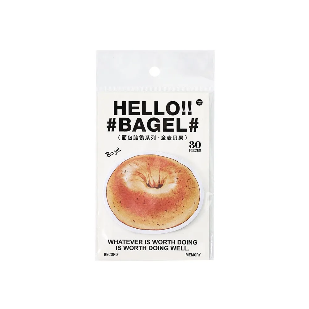 30 Sheets Bagel Bread Design Self-Adhesive Note Pads Sticky Memo Notes For School Office Home Supplies Students Teachers Present