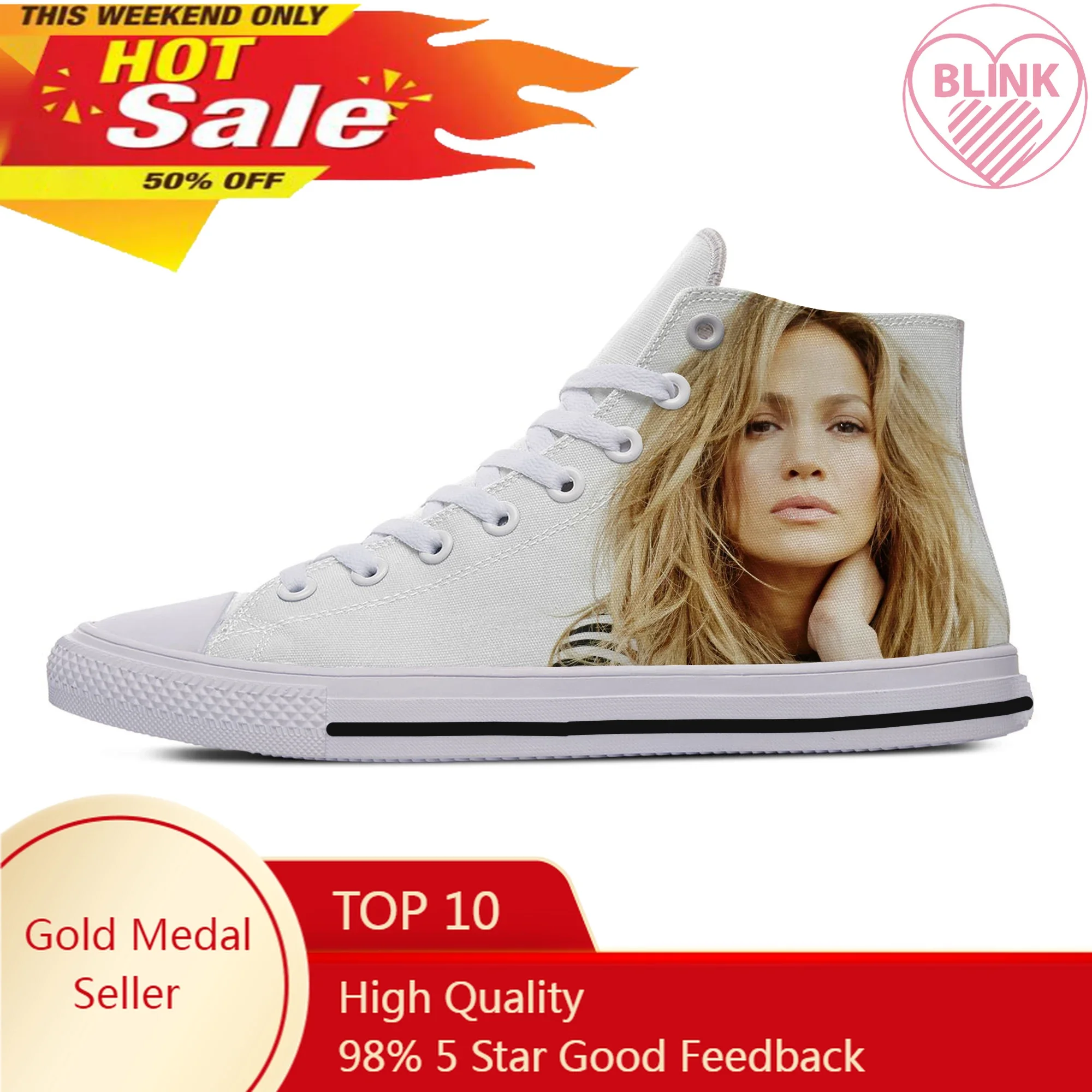 Hot Jennifer Lopez Singing Inside You Music Give Me Life Shoes Lightweight Leisure Breathable Board Shoes High Top Canvas Shoes