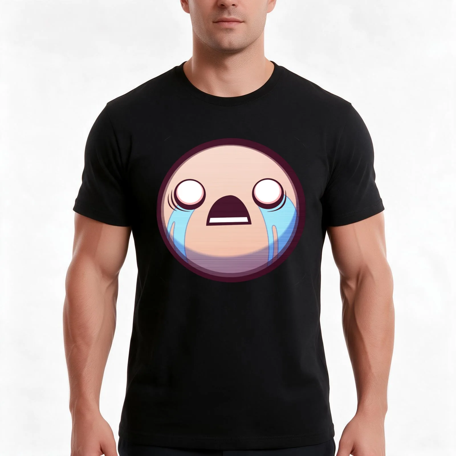 Binding Of Isaac T-Shirt, Summer Casual Cotton Tee, Oversized Streetwear Tops, Vintage Graphic Print, Loose Fit Short Sleeve