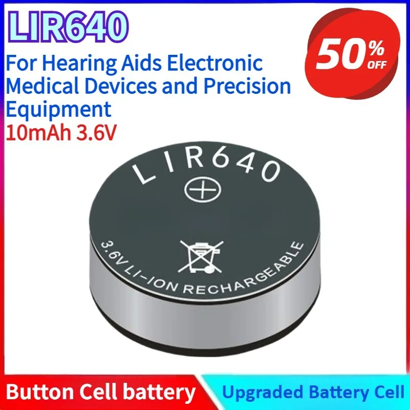 

New LIR640 Steel-Cased Button Cell Battery 10mAh 3.6V for Hearing Aids Electronic Medical Devices and Precision Equipment
