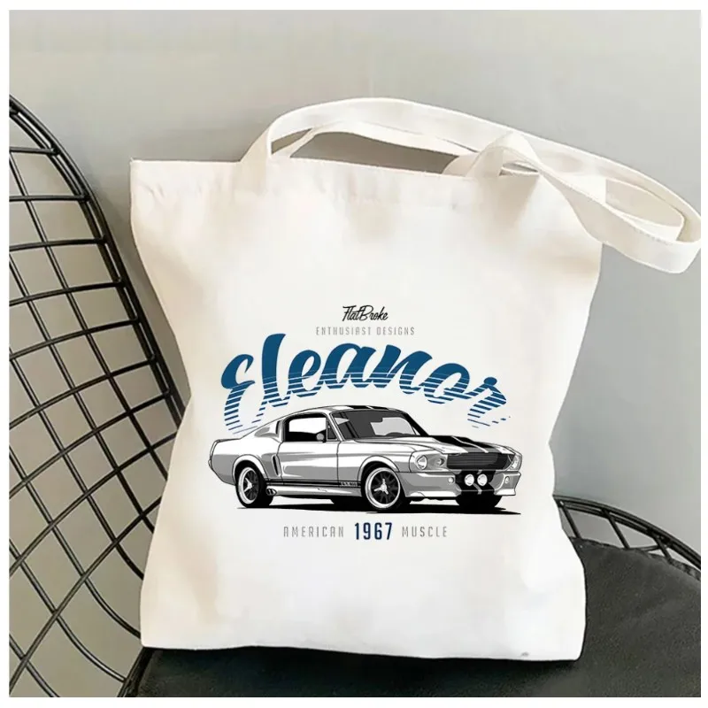 1967 Mustang Fastback  Eleanor Women Shoulder Bags Kawaii Shopper Shopping Canvas Bag Shoulder Bag Lovely Fashion Girl Handbags