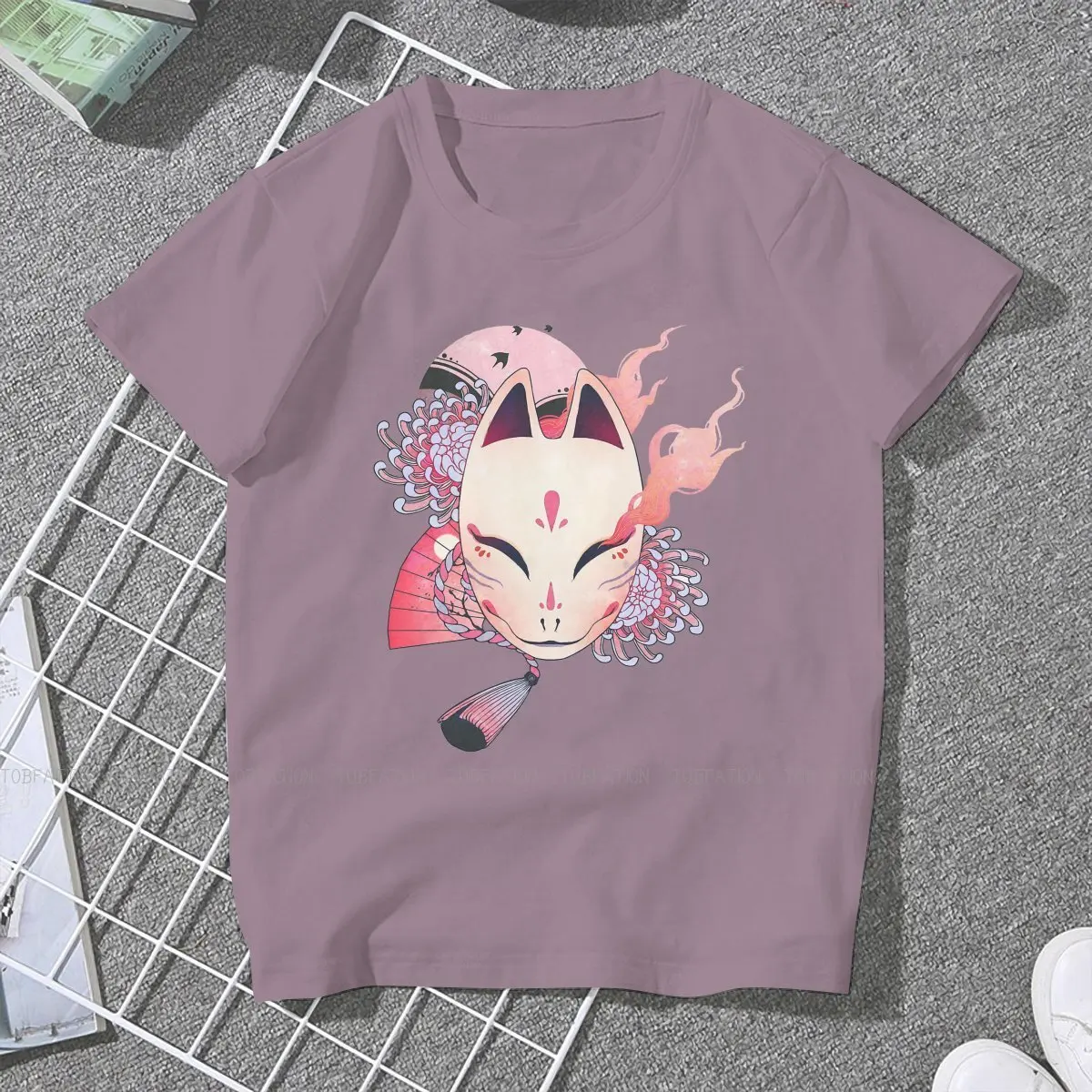 Pink Kitsune Newest TShirts Nine Tailed Fox Beautiful Fantasy Woman Graphic Fabric Tops T Shirt O Neck Oversized 5XL