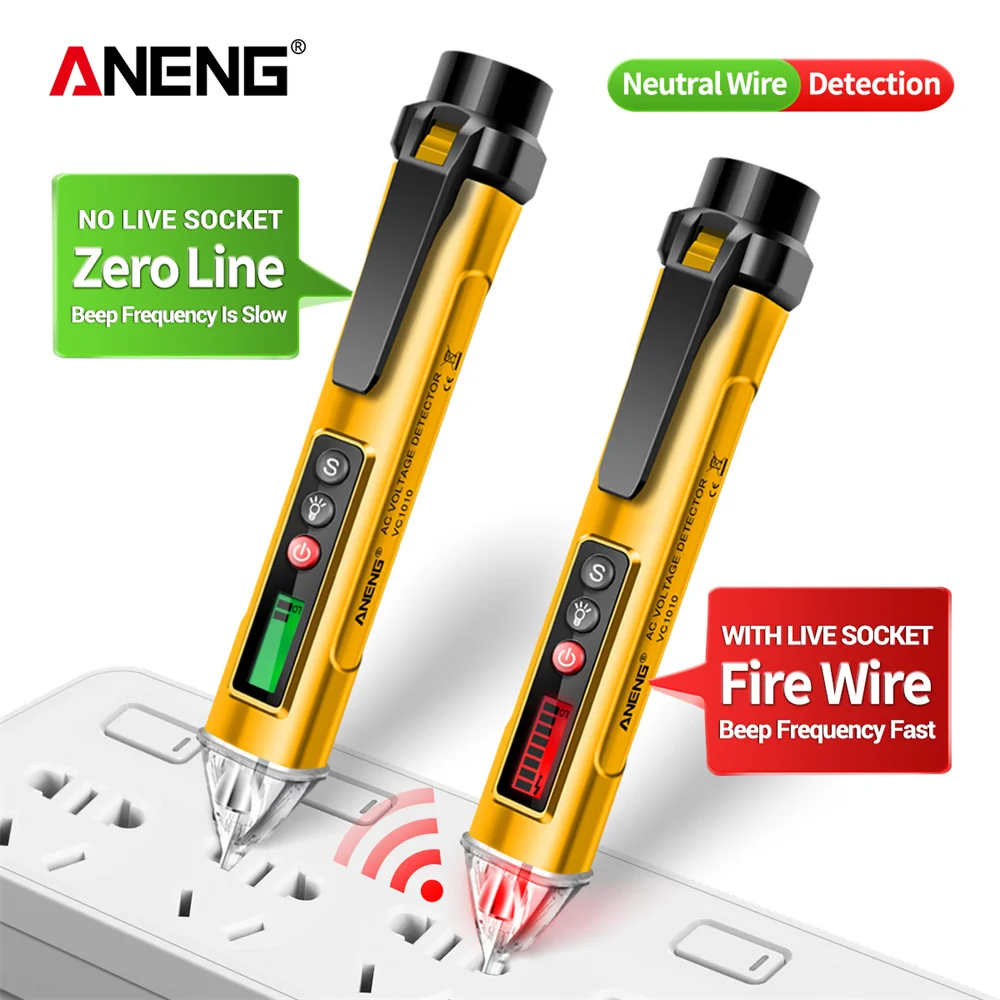 ANENG VC1010 Smart Digital Voltage Tester Pen HD LCD Display Non-Contact Induction 12-1000V Current Sensor Find Breakpoint Pen