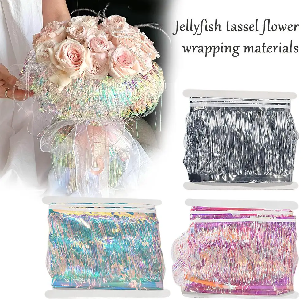 Laser Flower Wrapping Paper Mermaid Ji Light-sensitive Art Material Paper Wrapping Flower Fantasy Tassel Jellyfish Qixi Z8V3