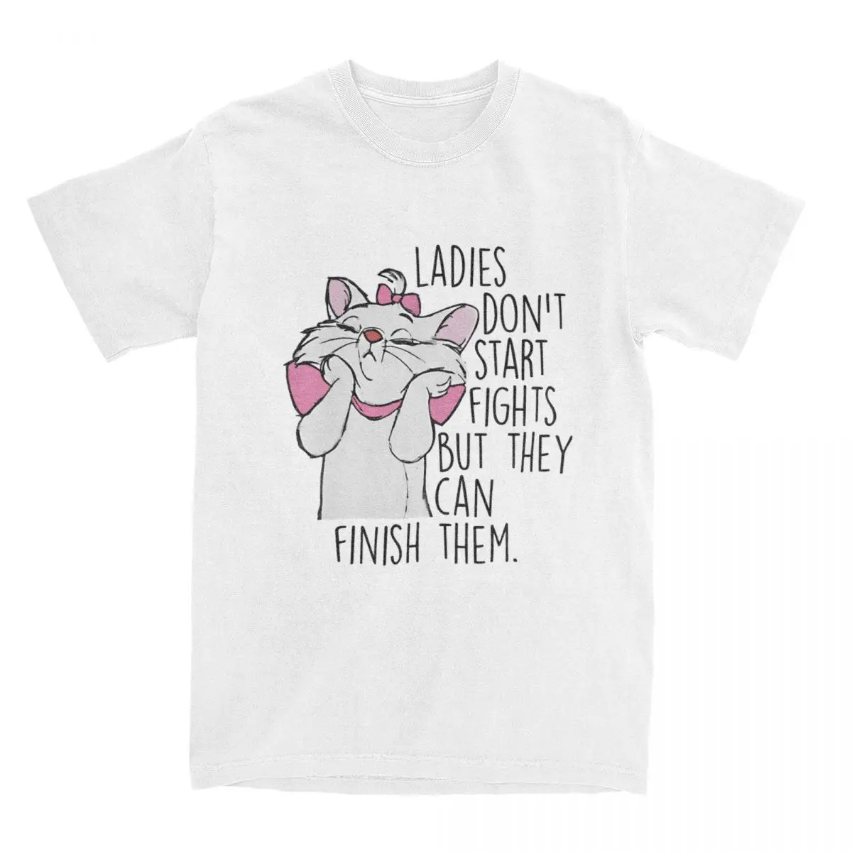Disney Aristocats Marie Cat Cute Kitten Lustige Baumwoll-T-Shirts für Damen und Herren, kurzärmeliges T-Shirt mit Rundhalsausschnitt, atmungsaktive Streetwear