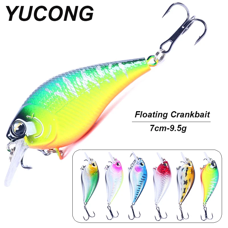 YUCONG 1PCS Floating Crankbait 7cm-9.5g Topwater Fishing Lure Noisy Hard Bait Wobblers leurre de pêche señuelos cebo duro Pesca