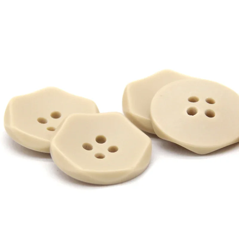 15mm 20mm Resin Beige Hexagonal Suit Coat Buttons For Clothing Windbreaker Decorative Handmade DIY Sewing Accessories Wholesale