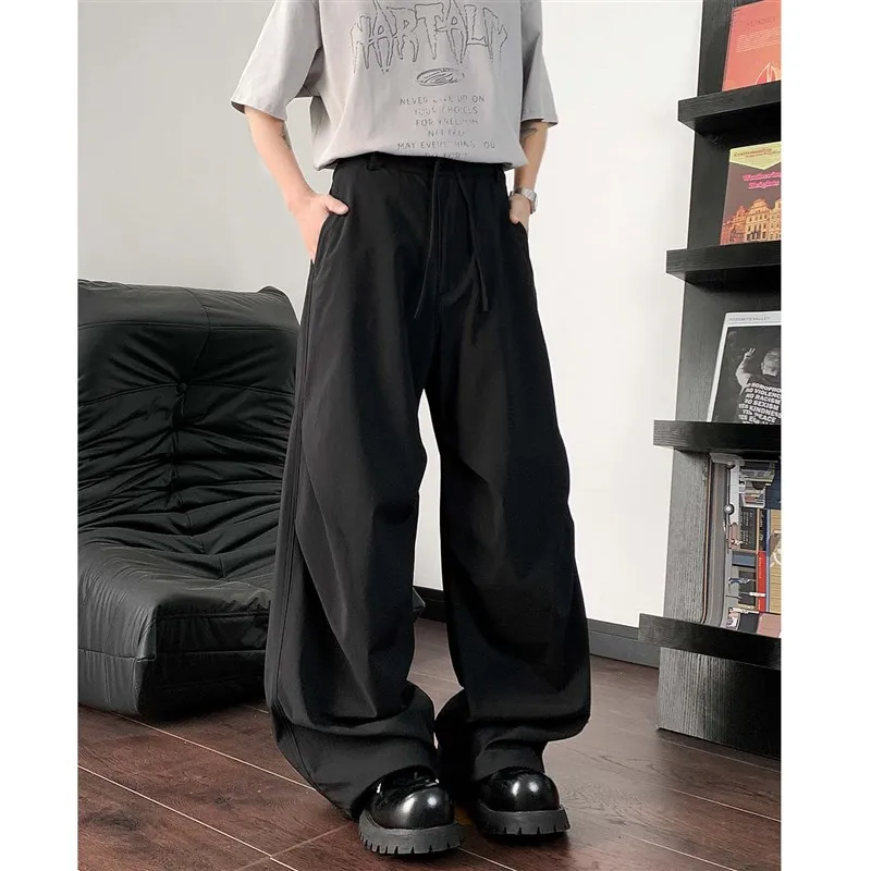 

Летние тонкие прямые повседневные брюки мужские модные брендовые Haome американские ретро универсальные модные студенческие японские драпированные брюки...