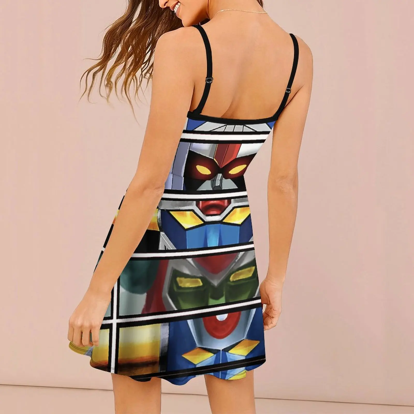 My 80 S Robots Essential for Sale Women's Sling Dress Funny Strappy Dress Funny Graphic Sexy  Woman's Gown  Clubs