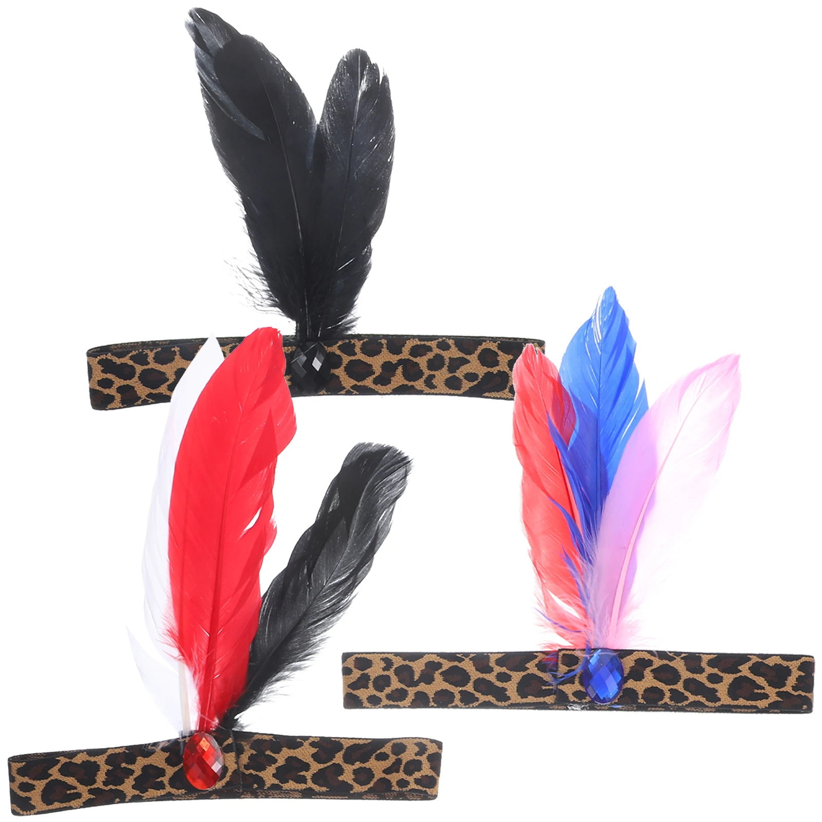 

3pcs Headband Leopard Print Hair Accessories Lightweight Indian Style Headdress For Halloween Carnival Thanksgiving
