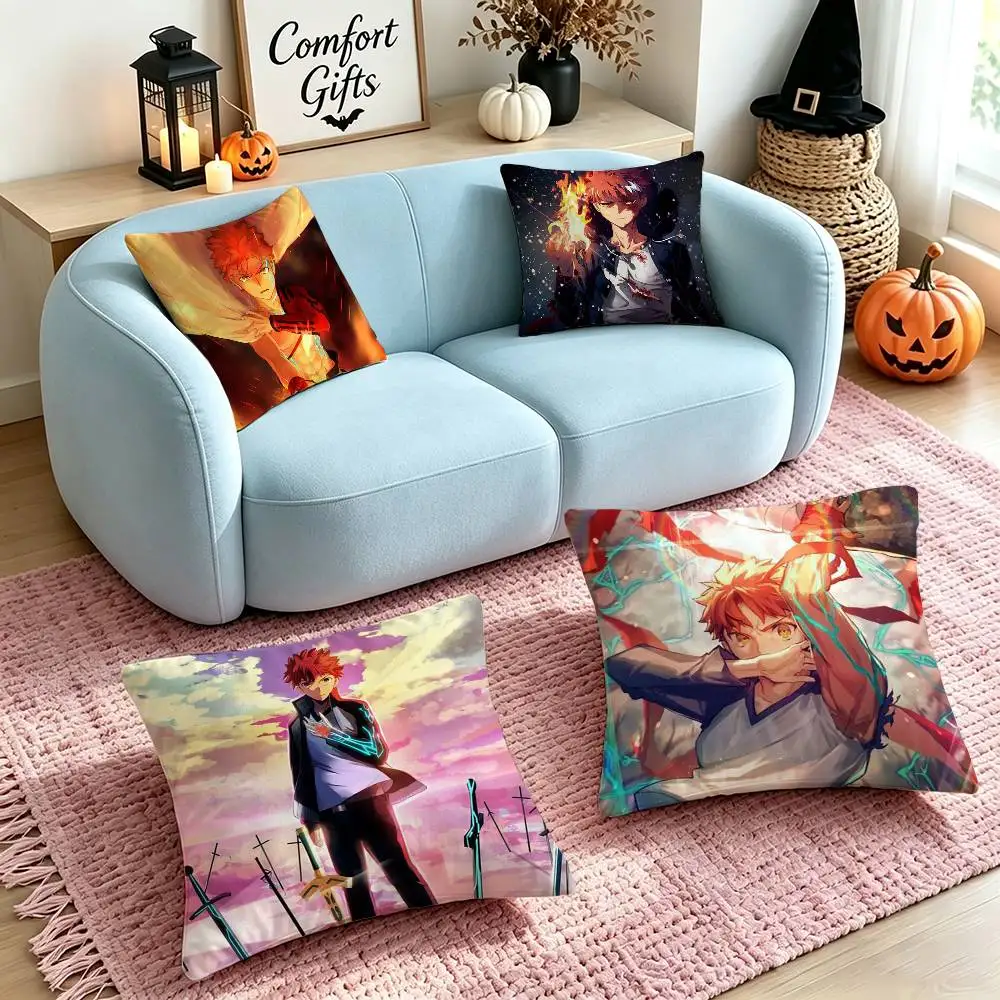 Anime F-Fate Shirou Emiya  Pillow Case Square Double-Sided Sofa Cushion Cover Bedroom Bedside Pillow