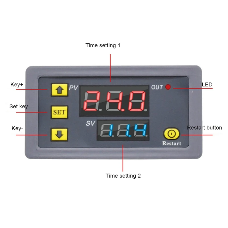 Ajustável Digital Time Delay Relé, Display LED, ciclo temporizador, interruptor de controle