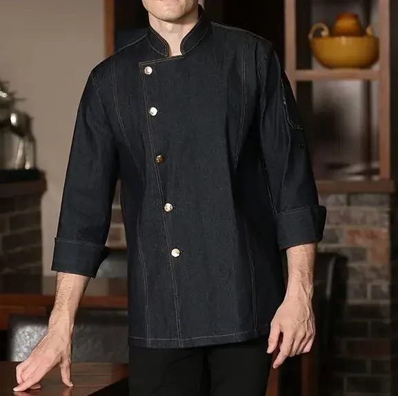 Koksjas Denim Restaurant Uniformen Jeans Shirt Herfst Overalls Koken Mannen Werktops