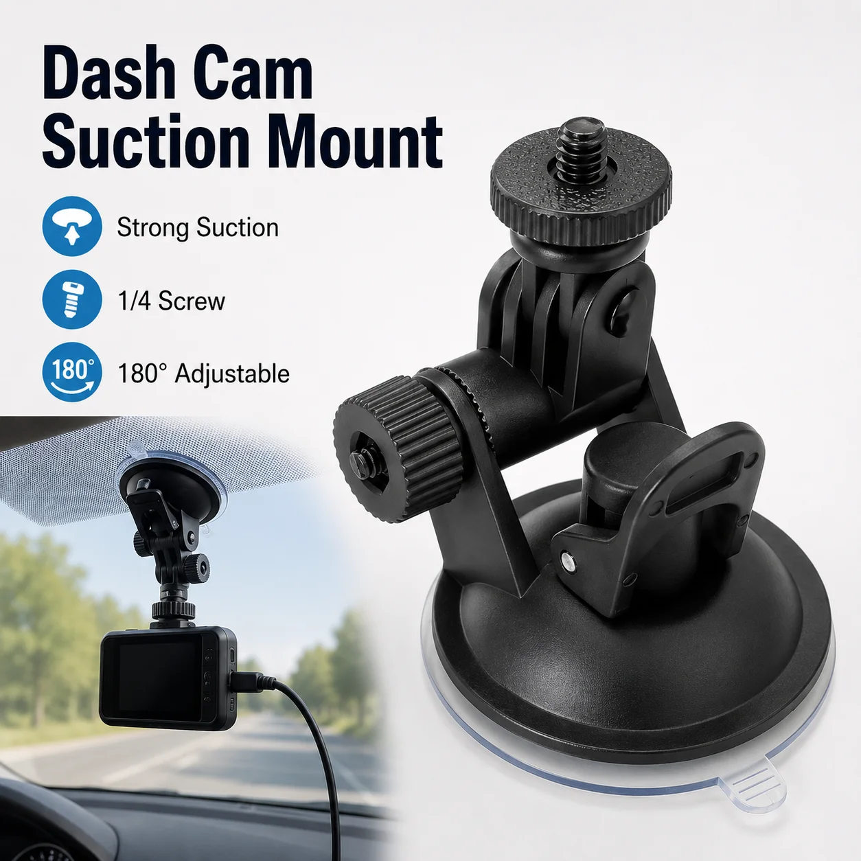 Car Cup Holder Expander - Dashcam zuignap houder voor autoruit, 1/4