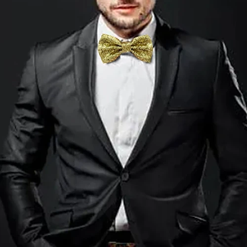Imagen 2 del producto Pajarita de lentejuelas a la moda para hombre, corbata para disfraz de Halloween, lazo elegante ajustable con purpurina, pajarita de estilo británico para fiesta de boda y Carnaval