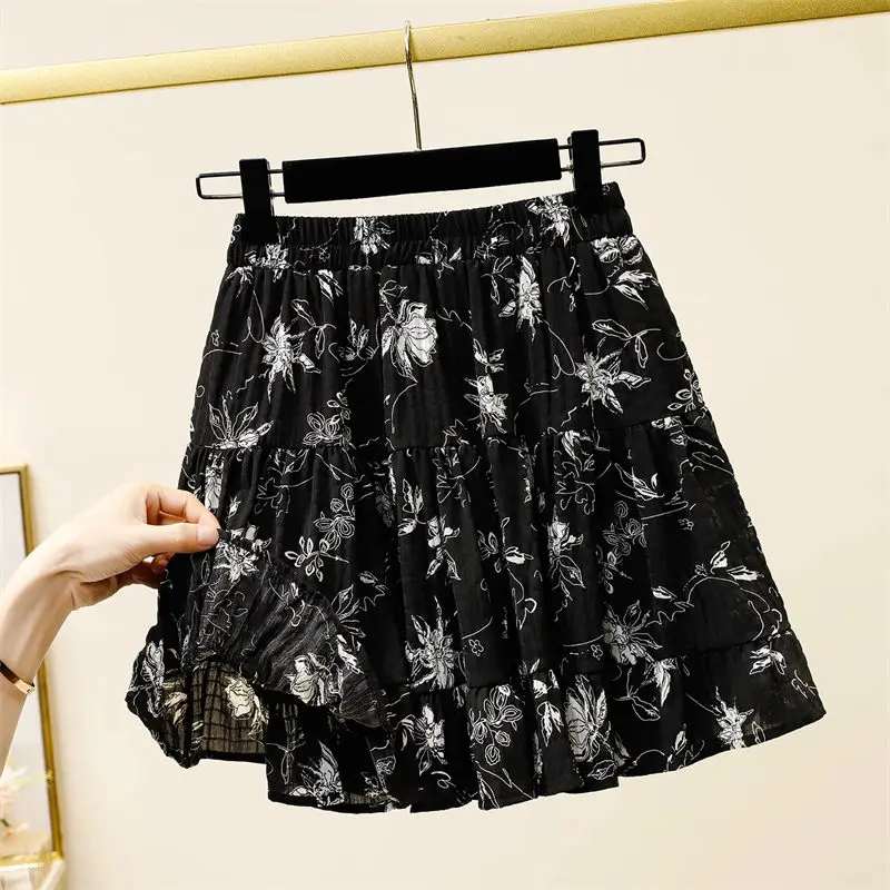 Women's Floral Chiffon Mini Skirt - Casual Campus Style Spring/Summer Fashion Short Skirt G501