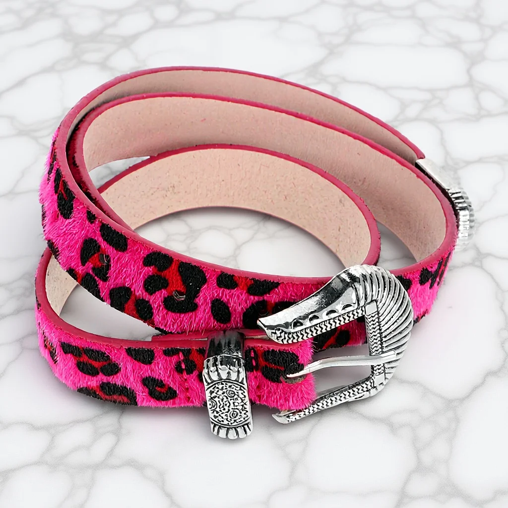 

Stylish Vintage Leopard Print Faux Horsehair Belt Western Buckle for Women Dresses Western Outfit for Women Cheetah Print Belt