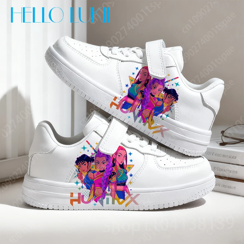 

Новая хит продаж, детская обувь KPop Demon Hunters для мальчиков и девочек, однотонная прочная дорожная обувь с 3D принтом на подошве, подарок