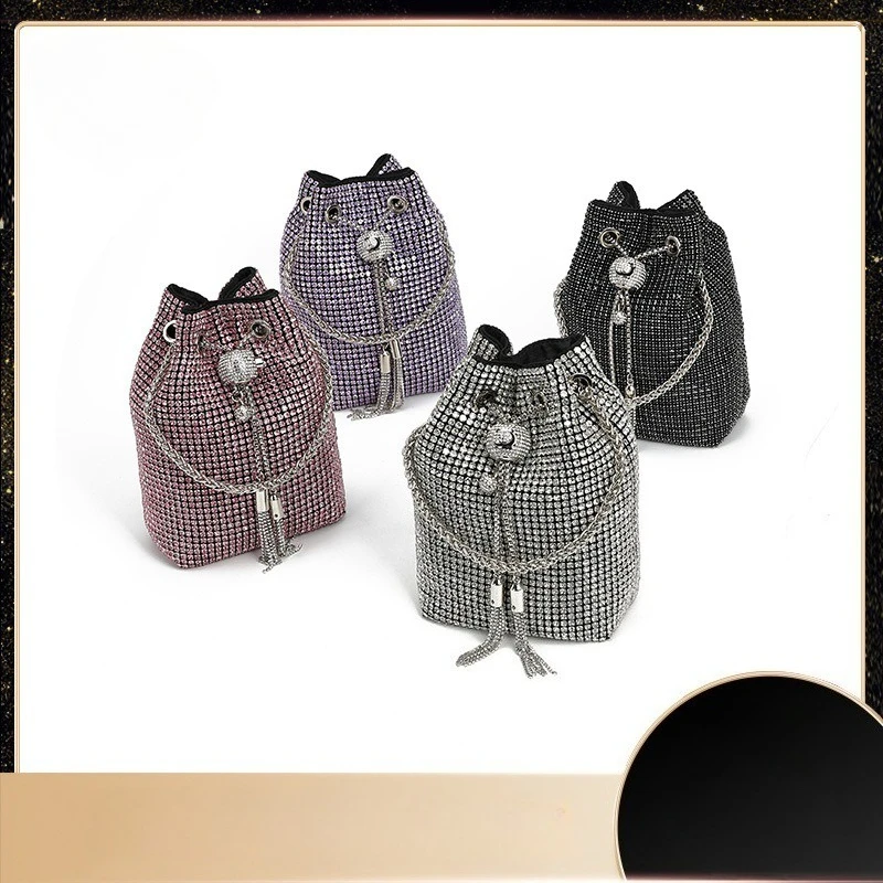 Bolso de Noche con Cuentas de Cristal, Nuevo y Moderno 2026, Bolso de Mano con Flecos y Correa de Cadena, Bolso Cruzado con Diamantes para Mujer