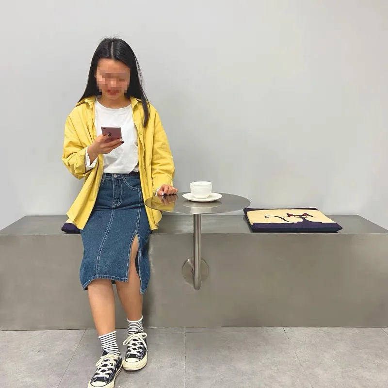 Wall Mounted Stainless Steel Small Round Table Industrial Style Internet celebrity table coffee shop milk tea shop modern solid