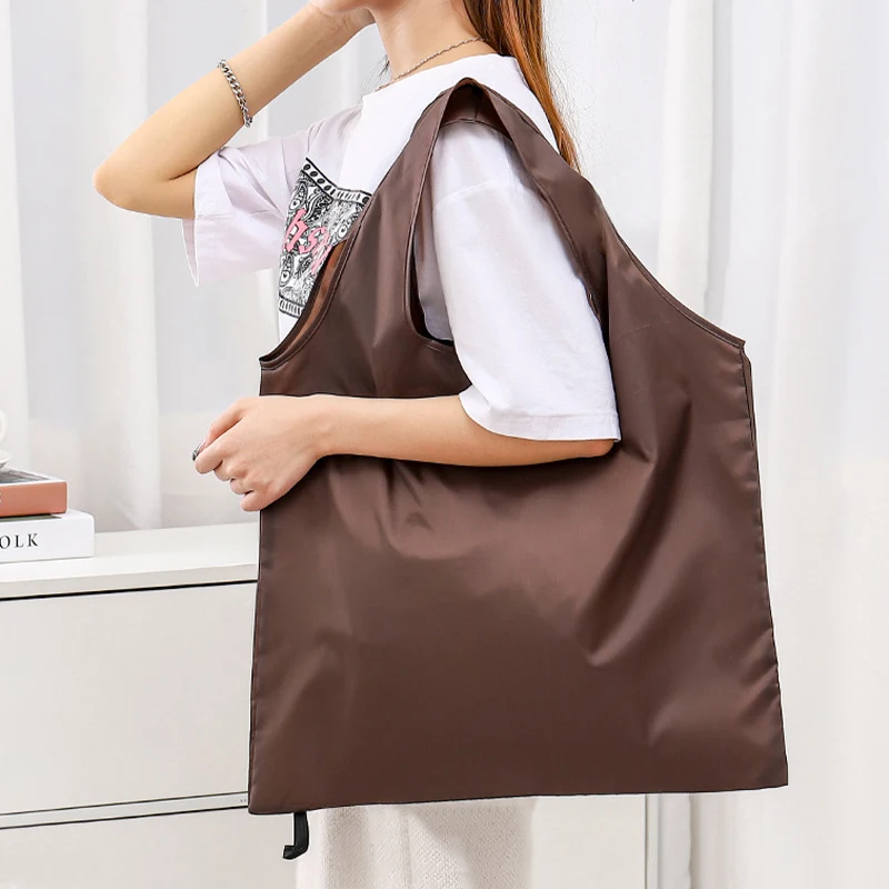 1/2pcs Shopping Bag Eco-Friendly Foldable Grocery Tote Bag Reusable Travel Shopping Bag Single Shoulder Handle for Easy Carriage
