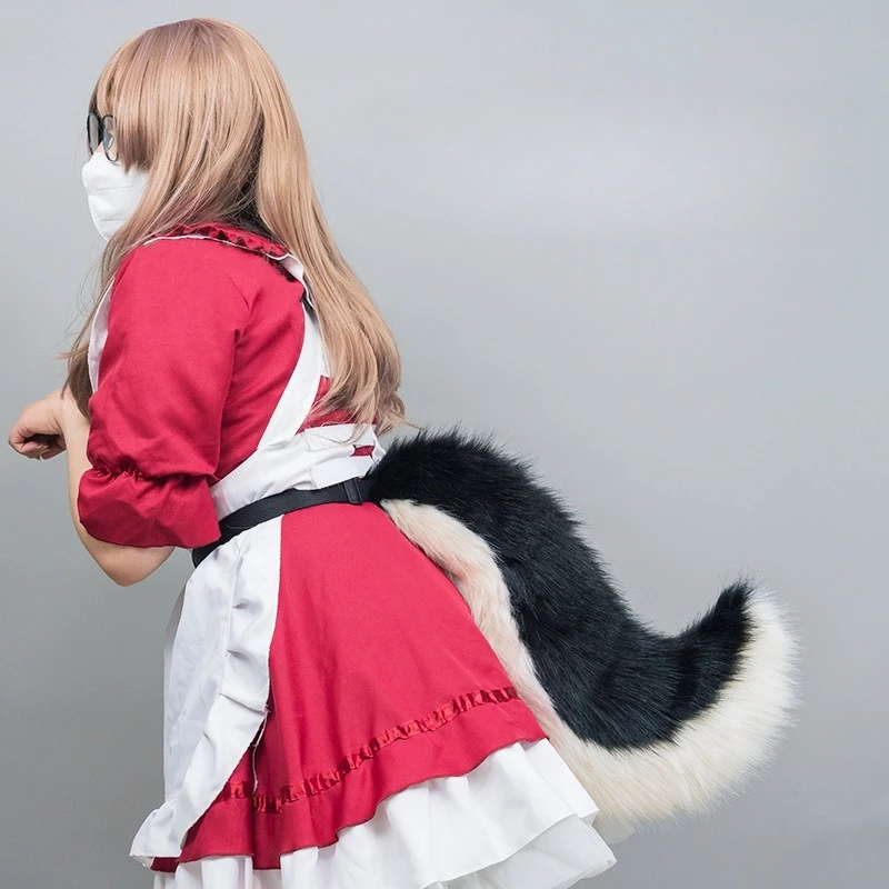 1PC Furry หมาป่าหางสาว Plush Faux FUR หมาป่าหาง Lolita คอสเพลย์สัตว์หางฮาโลวีน Performance PARTY COSPLAY อุปกรณ์เสริม
