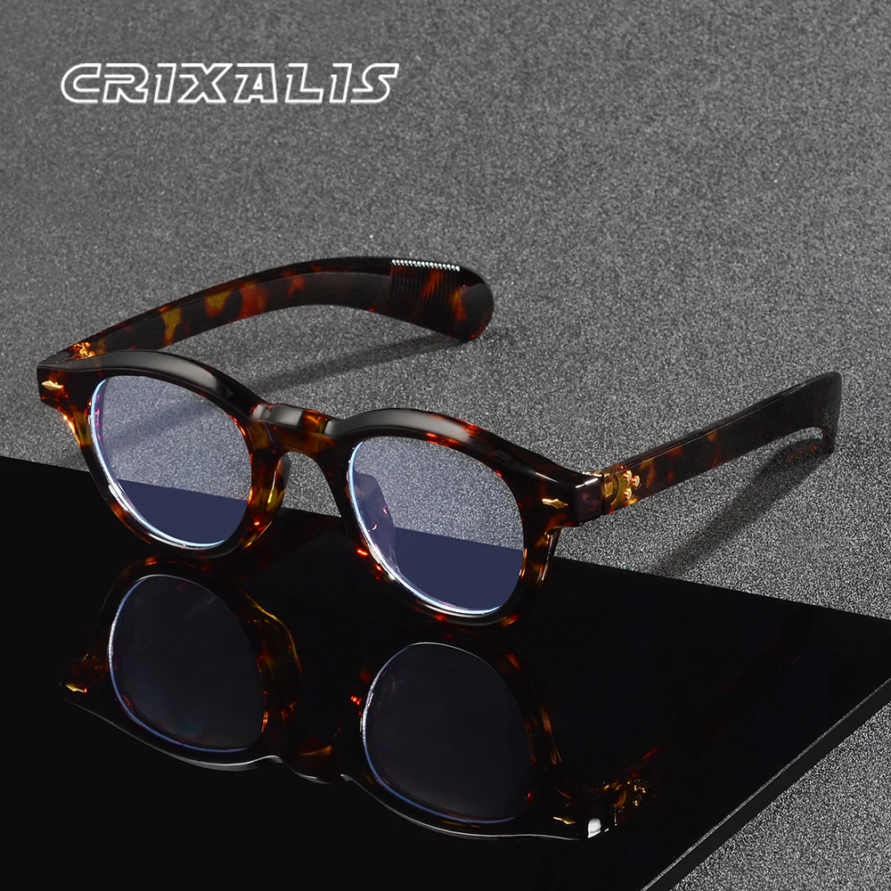CRIXALIS Runde Blaulicht-Brille für Damen und Herren, modisch, Retro, rund, 90er-Jahre-Computerbrille mit kleinem Rahmen, Anti-Augenüberanstrengung