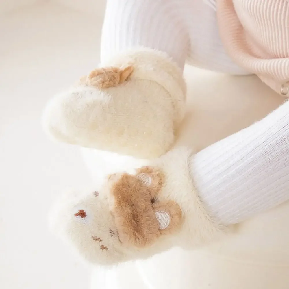 

Милые теплые детские носки, мягкая обувь для малышей, Нескользящие носки-тапочки для новорожденных с героями мультфильмов, зимние