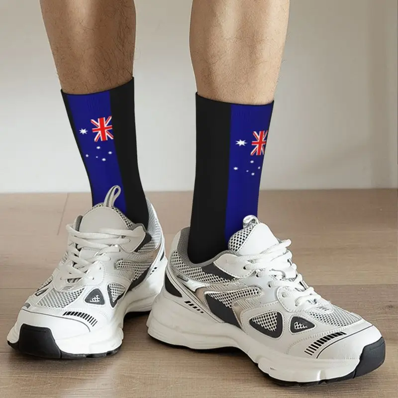 Funny Men's Australia Flag Stripes Dress Socks Unisex Warm Comfortable 3D Printed Australian Pride Crew Socks