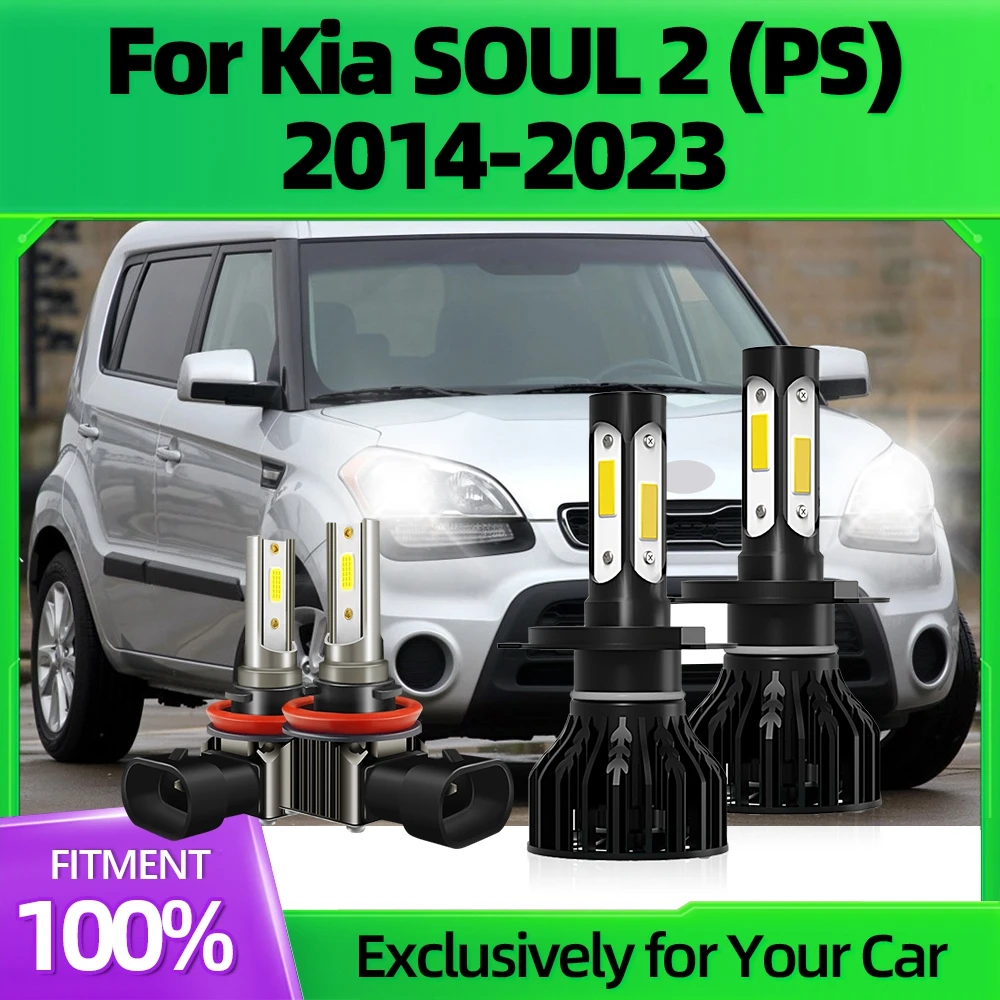 

KINGSOFE LED HeadlightFog H4 Light Bulbs+Fog Light Brightness Car Lamps Kit White 25000LM 6500K For Kia SOUL 2 (PS) 2014-2023